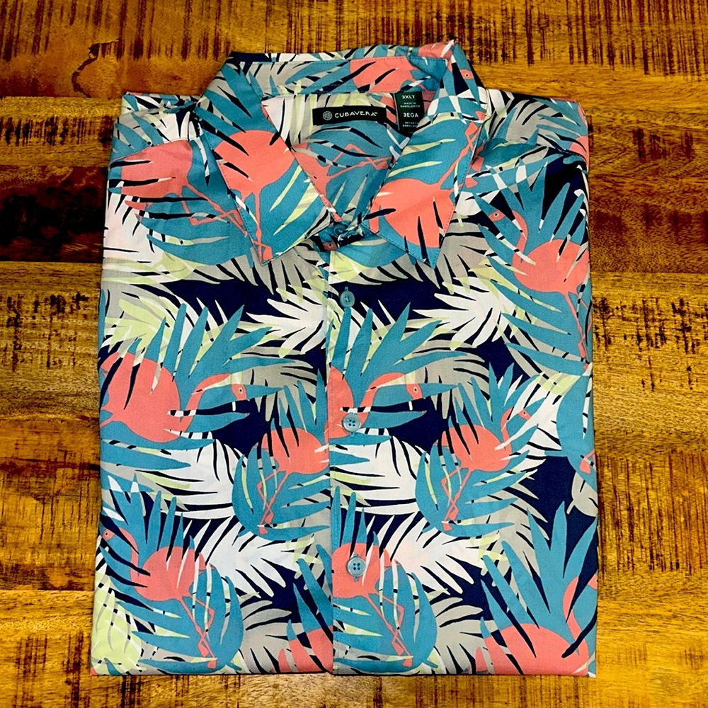 3XLT, pink flamingos summer vibe shirt